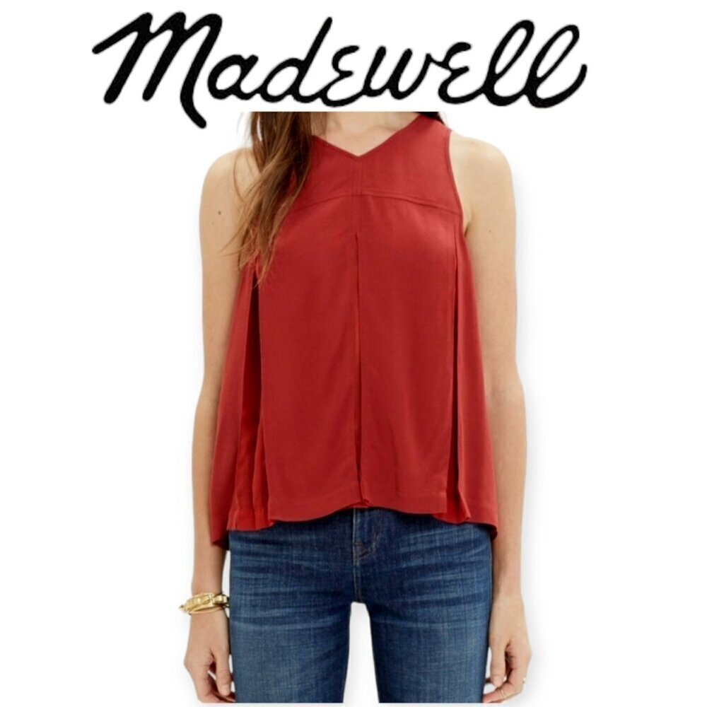 Madewell Sleeveless Cherry Red Rust Voluminous Viscose Trapeze Tank Size 2
